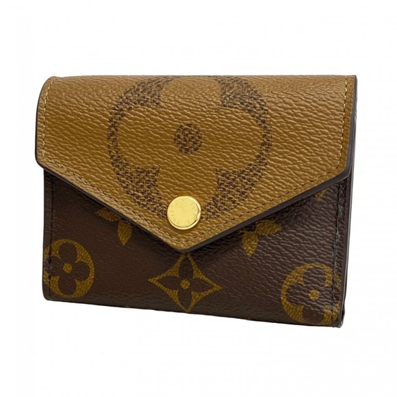 Louis Vuitton Monogram Giant Reverse Tri-fold Wallet Zoe M80725 Brown Women's - Picture 1 of 8